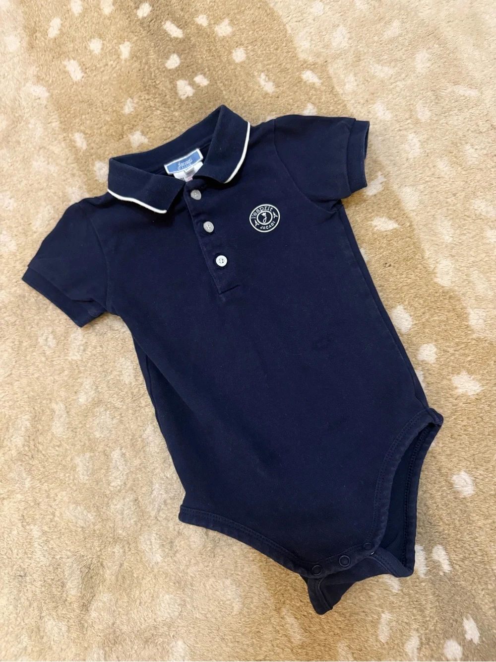 Jacadi Paris Baby Boys Navy Polo Bodysuit 24M 88cm Cotton Embroidered Logo